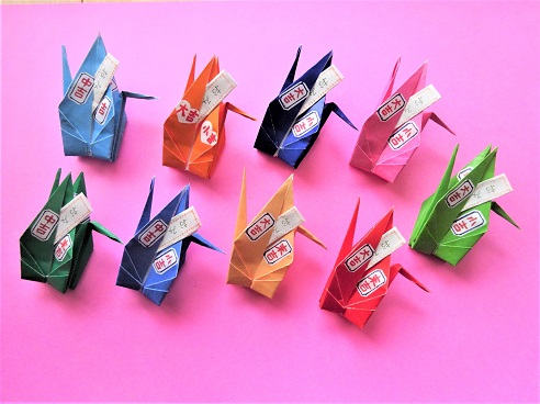 「おみくじ」と折り鶴のコラボ(単色)3