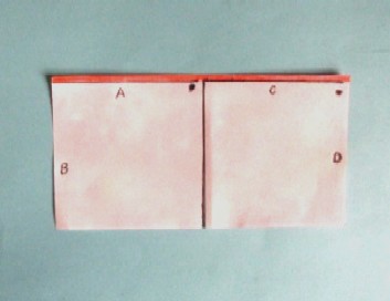 折り紙切り絵「赤い糸付き折り鶴�A」の図