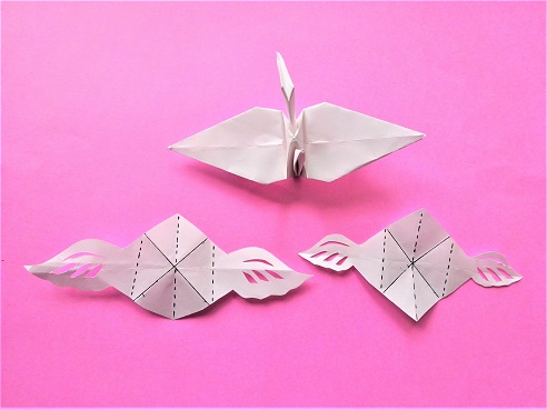 折り紙切り絵・蝶と天使
