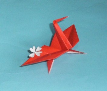 折り紙切り絵。変形折り鶴