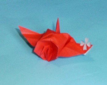 折り紙切り絵「ワンポイント付き変形折り鶴�U」オマケ