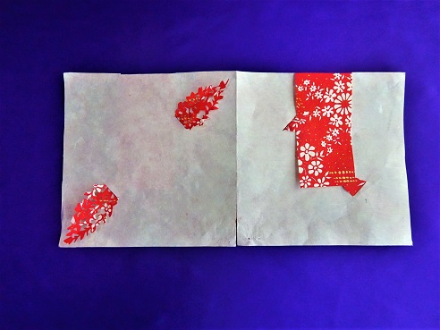 ペーパー折り鶴「妹背山」の製作途中の画像
