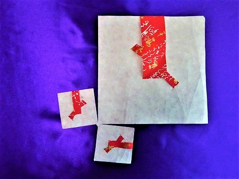 ペーパー折り鶴「お尻が重い」の製作途中の折り紙のウラ