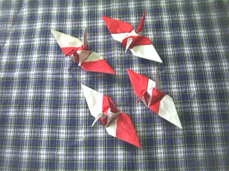 アルミ箔・紅白折り鶴