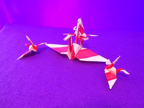 紅白折り鶴